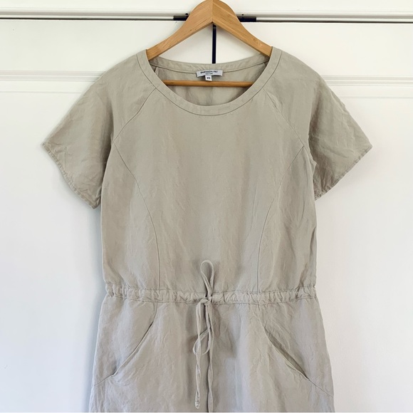 Emerson Fry Dress Drawstring Shift Short Sleeved Mini Summer Capsule Tan Size XS - Picture 4 of 10